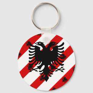 Albanian stripes flag key ring