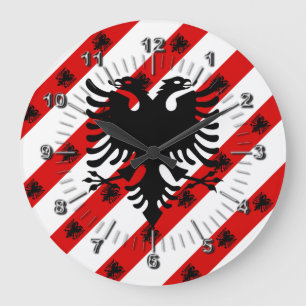 Albanian stripes flag large clock