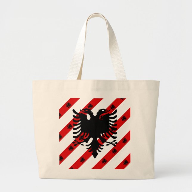 Albanian stripes flag large tote bag (Front)