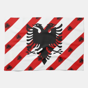 Albanian stripes flag tea towel