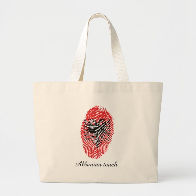 Albanian touch fingerprint flag large tote bag (Front)