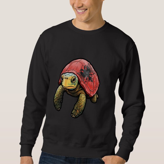 Albanian Turtle Flag Cute Albania National Pride A Sweatshirt (Front)