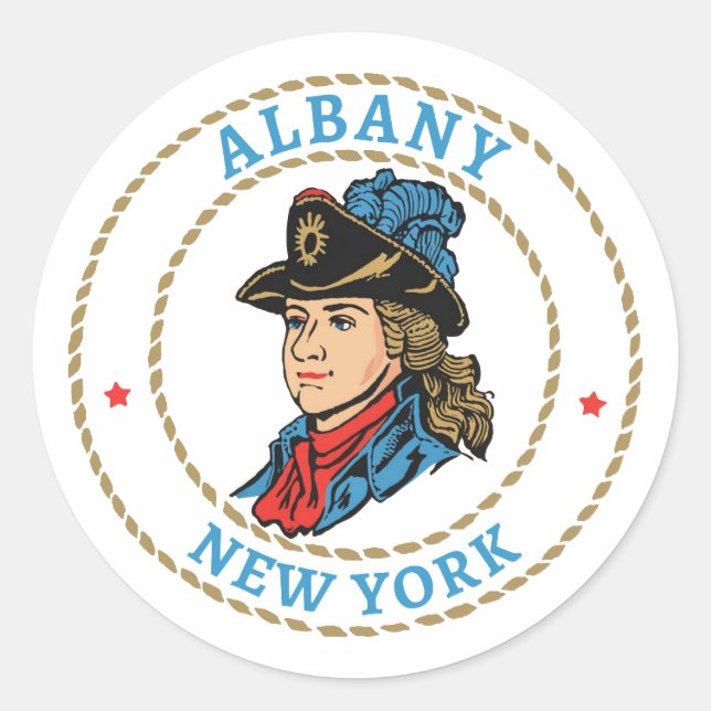 Albany New York Colonial Classic Round Sticker (Front)