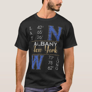 Albany NEW YORK Latitude and Longitude T-Shirt