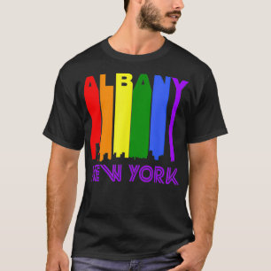 Albany New York LGBTQ Gay Pride Rainbow Skyline  T-Shirt