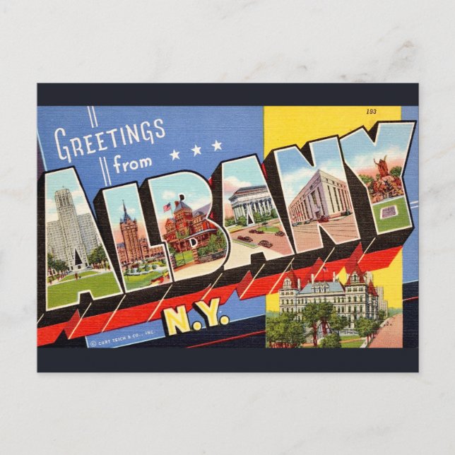 Albany New York Retro Postcard (Front)