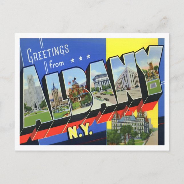 Albany, New York Vintage Big Letters Postcard (Front)