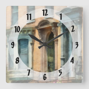 Albany NY Brownstone Square Wall Clock