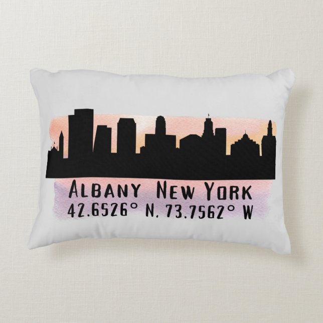 Albany NY City Skyline    Decorative Cushion (Back)