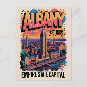 Albany NY Graffiti Travel Poster Postcard