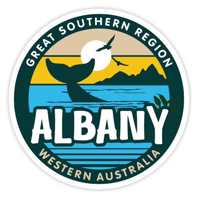 Albany, Western Australia Sticker (Albany, Western Australia Retro Round Vinyl Sticker)