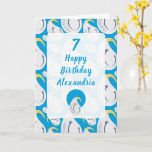 Albatross Blue and White Birthday Card
