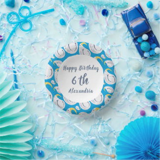 Albatross Blue and White Birthday Party Paper Plate