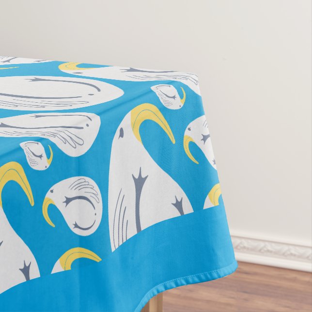 Albatross Blue and White Party Tablecloth (In Situ)