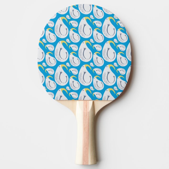 Albatross Blue Yellow White Grey Ping Pong Paddle (Front)