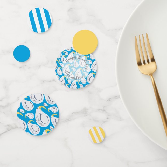 Albatross Blue Yellow White Stripes Confetti (Group)
