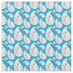 Albatross Ocean Blue Yellow White Birthday Cotton Fabric