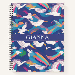 Albatross Rainbow Colourful Personalised Pattern Notebook