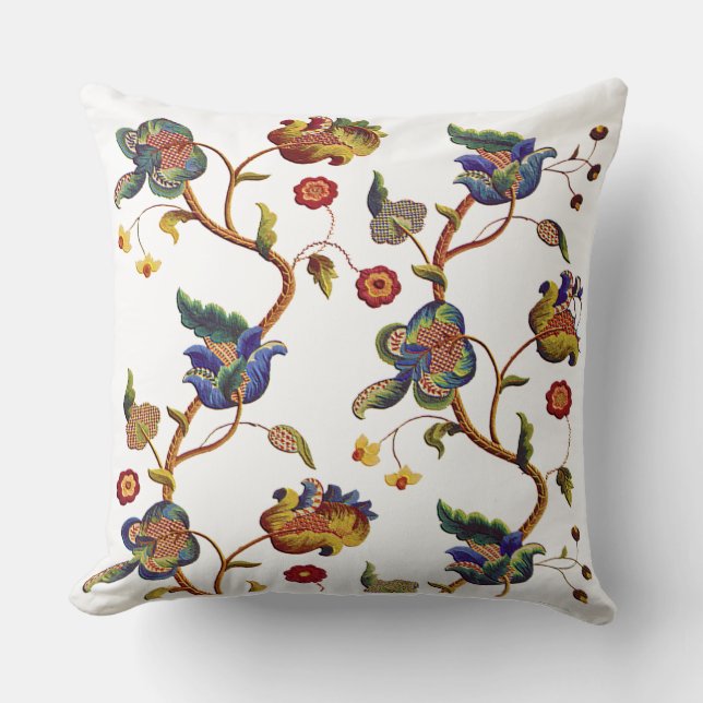 Albemarle Traditional Jacobean Embroidery Pillow (Front)