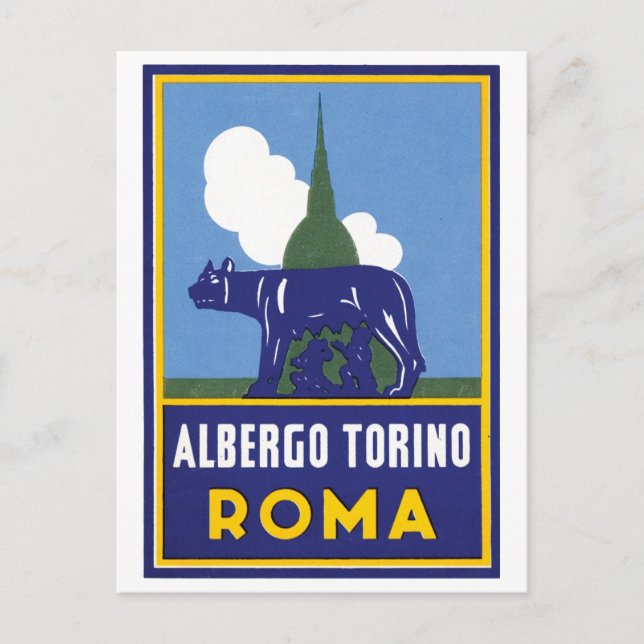 Albergo Torino Roma Travel Poster Postcard (Front)