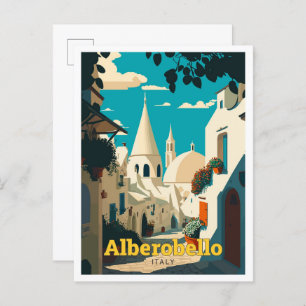 Alberobello Italy Travel Vintage Illustration Postcard