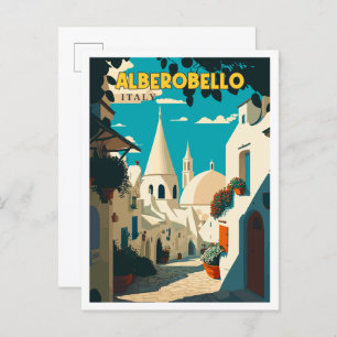Alberobello Italy vintage travel illustration Postcard