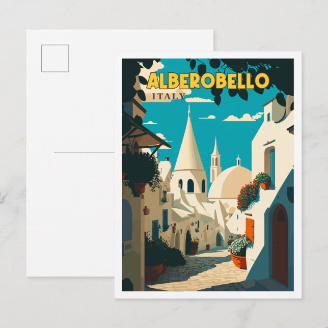 Alberobello Italy vintage travel illustration Postcard (Front/Back)