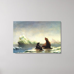 Albert Bierstadt painting, Seals, Canvas Print