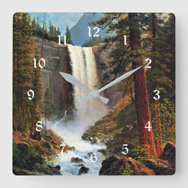 Albert Bierstadt painting, Vernal Falls Square Wall Clock (Front)