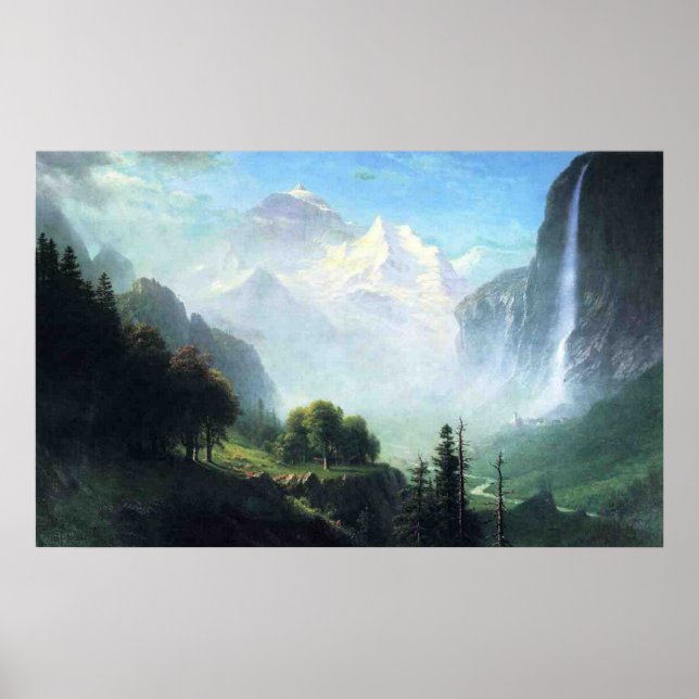 Albert Bierstadt  staubbach falls near lauterbru Poster (Front)