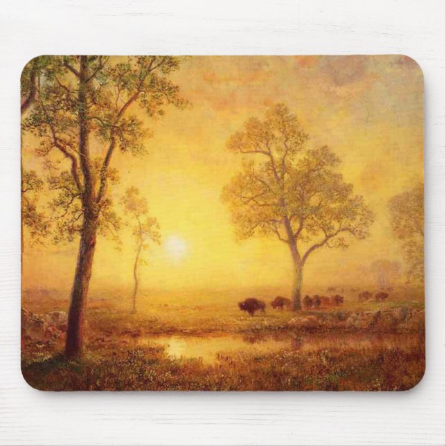 Albert Bierstadt - Sunset On The Mountain Mouse Pad (Front)