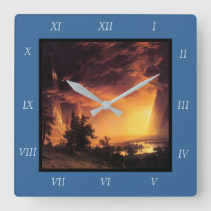 Albert Bierstadt's Sunset in the Yosemite Valley C Square Wall Clock
