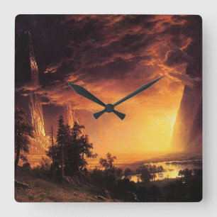Albert Bierstadt's Sunset in the Yosemite Valley Square Wall Clock
