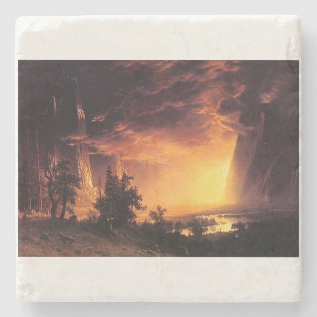Albert Bierstadt's Sunset in the Yosemite Valley Stone Coaster (Front)