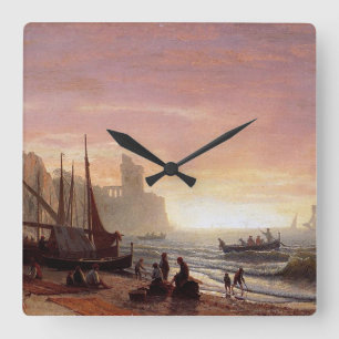 Albert Bierstadt's The Fishing Fleet Square Wall Clock