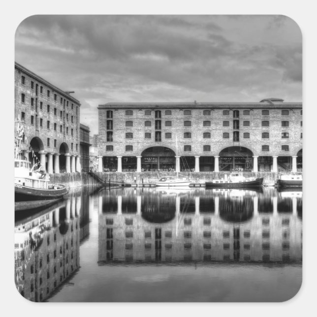 Albert Dock Liverpool Reflections Square Sticker (Front)