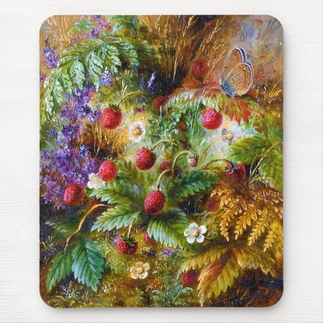 Albert Dürer Lucas: Wild Strawberries & Butterfly Mouse Pad (Front)