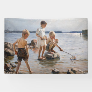 Albert Edelfelt - Boys Playing on the Shore Banner