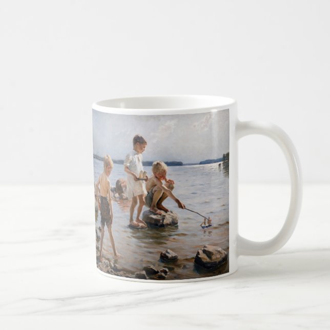 Albert Edelfelt - Boys Playing on the Shore Coffee Mug (Right)
