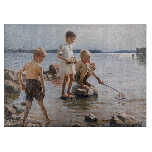 Albert Edelfelt - Boys Playing on the Shore Cutting Board (Front)