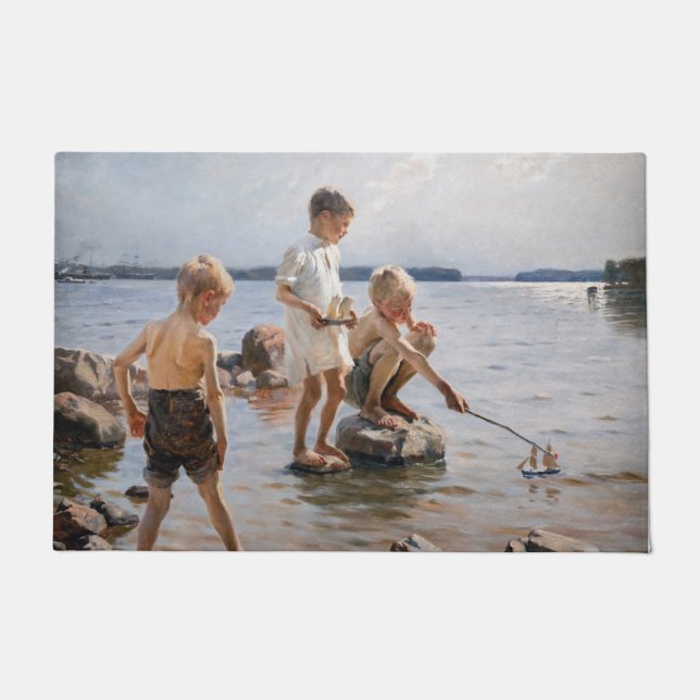 Albert Edelfelt - Boys Playing on the Shore Doormat (Front)