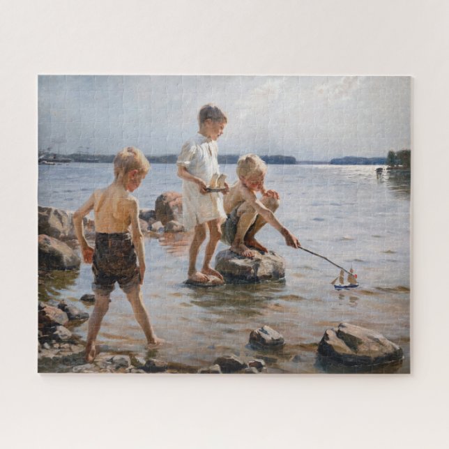 Albert Edelfelt - Boys Playing on the Shore Jigsaw Puzzle (Horizontal)