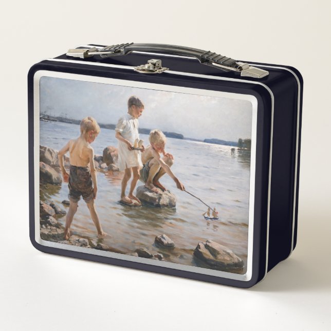 Albert Edelfelt - Boys Playing on the Shore Metal Lunch Box (Front)