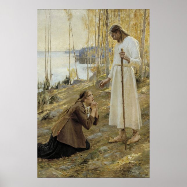 Albert Edelfelt - Christ and Mary Magdalene Poster (Front)