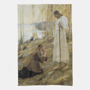 Albert Edelfelt - Christ and Mary Magdalene Tea Towel