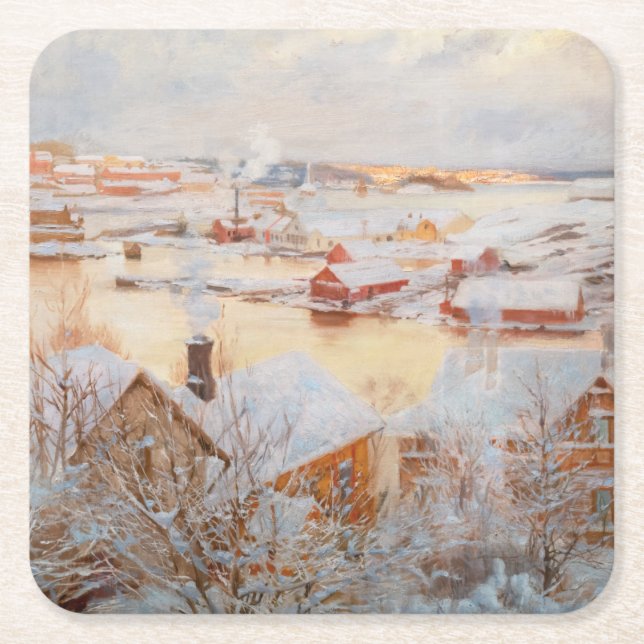 Albert Edelfelt - December Day Square Paper Coaster (Front)