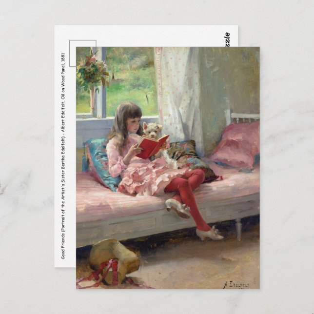 Albert Edelfelt - Good Friends Postcard (Front/Back)
