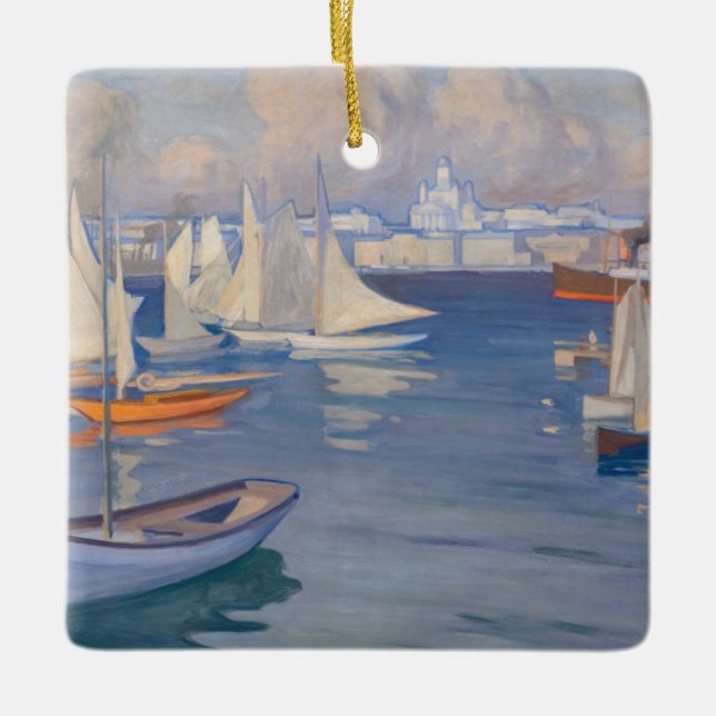 Albert Edelfelt - Harbour in Helsinki Ceramic Ornament (Front)