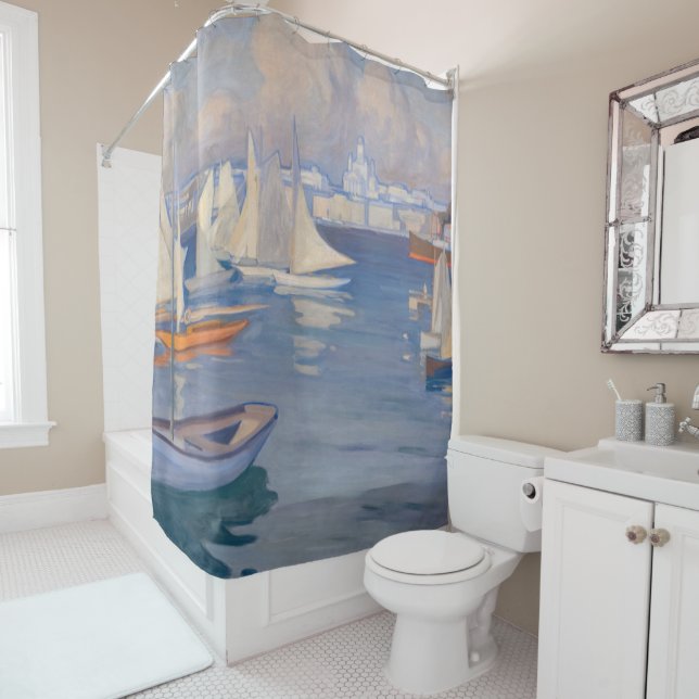 Albert Edelfelt - Harbour in Helsinki Shower Curtain (In Situ)