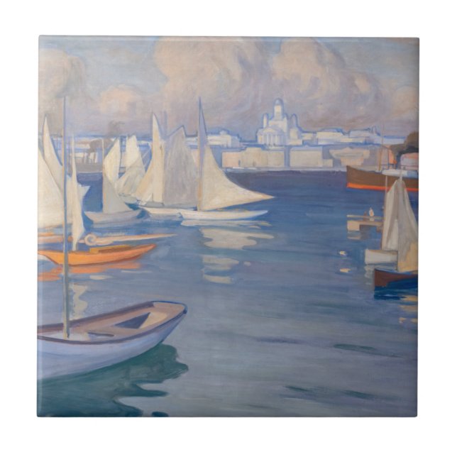 Albert Edelfelt - Harbour in Helsinki Tile (Front)